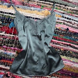 blue satin lace trim Abercrombie & Fitch tank!